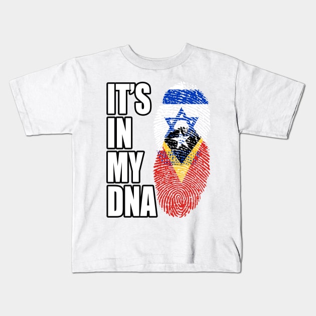 Israel And Timorese Mix Heritage DNA Flag Kids T-Shirt by Just Rep It!!